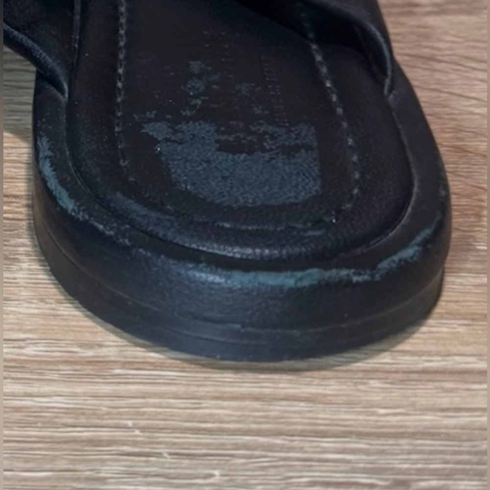 Everlane The Day Twist Slip On Sandals Black Leather Women’s Size 7.5 Flats - Picture 12 of 14
